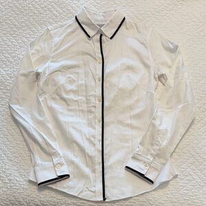 Banana Republic White Button-Down Shirt with Black Trim